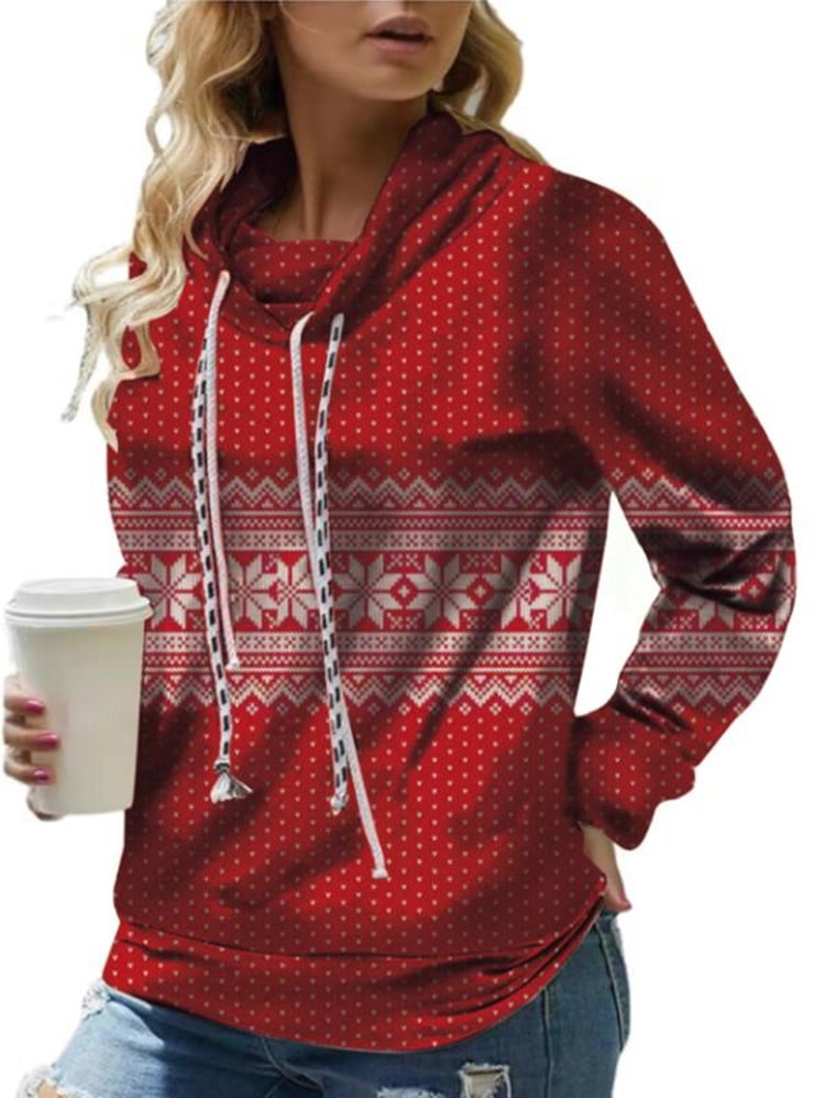 Loose-fit High-neck Double Drawstring Women's Sweater