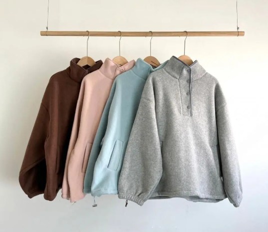 Stand Collar Fleece Loose Sweater Top