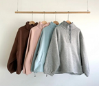 Stand Collar Fleece Loose Sweater Top