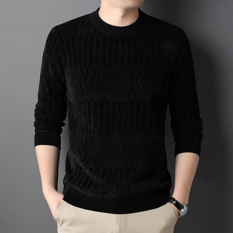 Men's Fleece Lined Chenille Sweater for Autumn/Winter