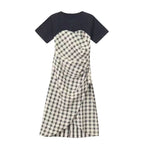 Splicing Plaid Short Sleeve Summer Dress for Women
