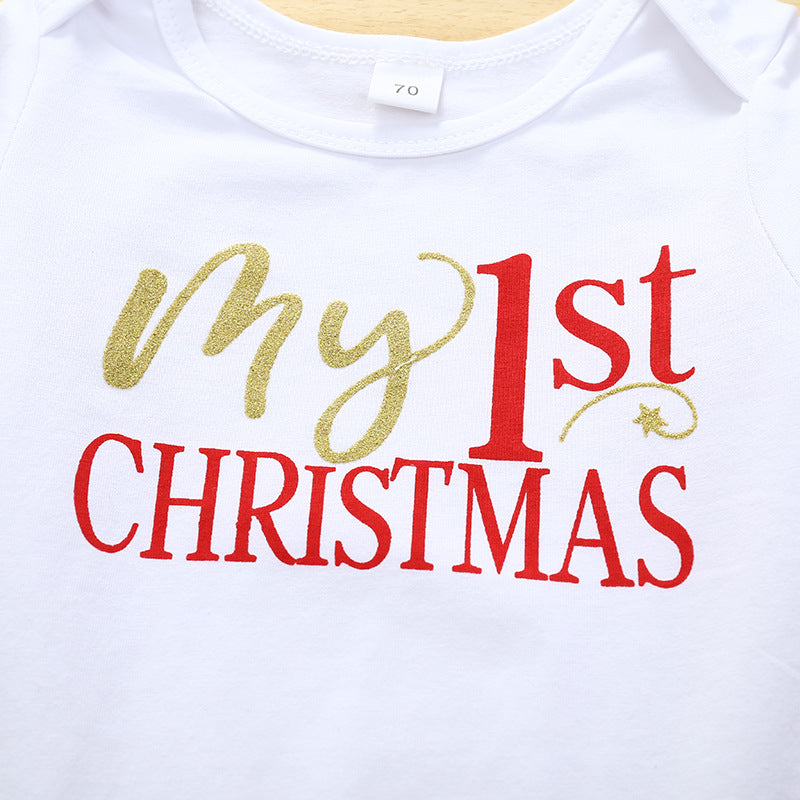 Girls' Long Sleeve Christmas Bodysuit with Tulle Skirt