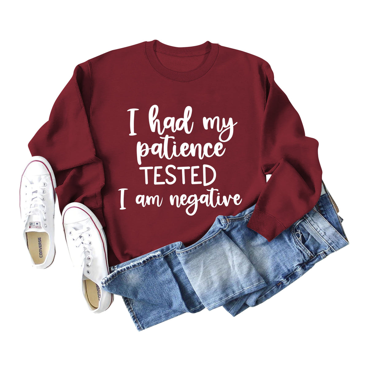 Round-Neck Sweater with Letter Print for Fall & Winter