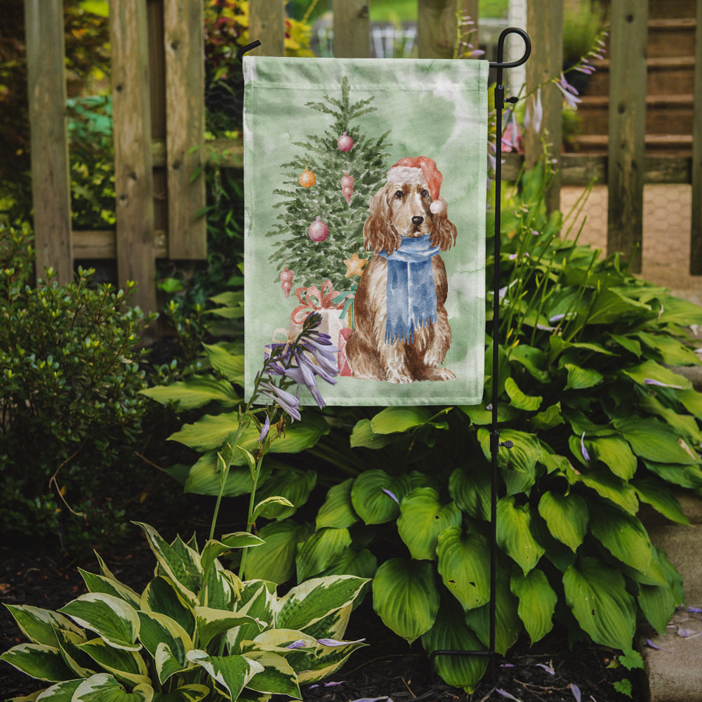 Cocker Spaniel English Tan Christmas Presents and Tree Garden Flag