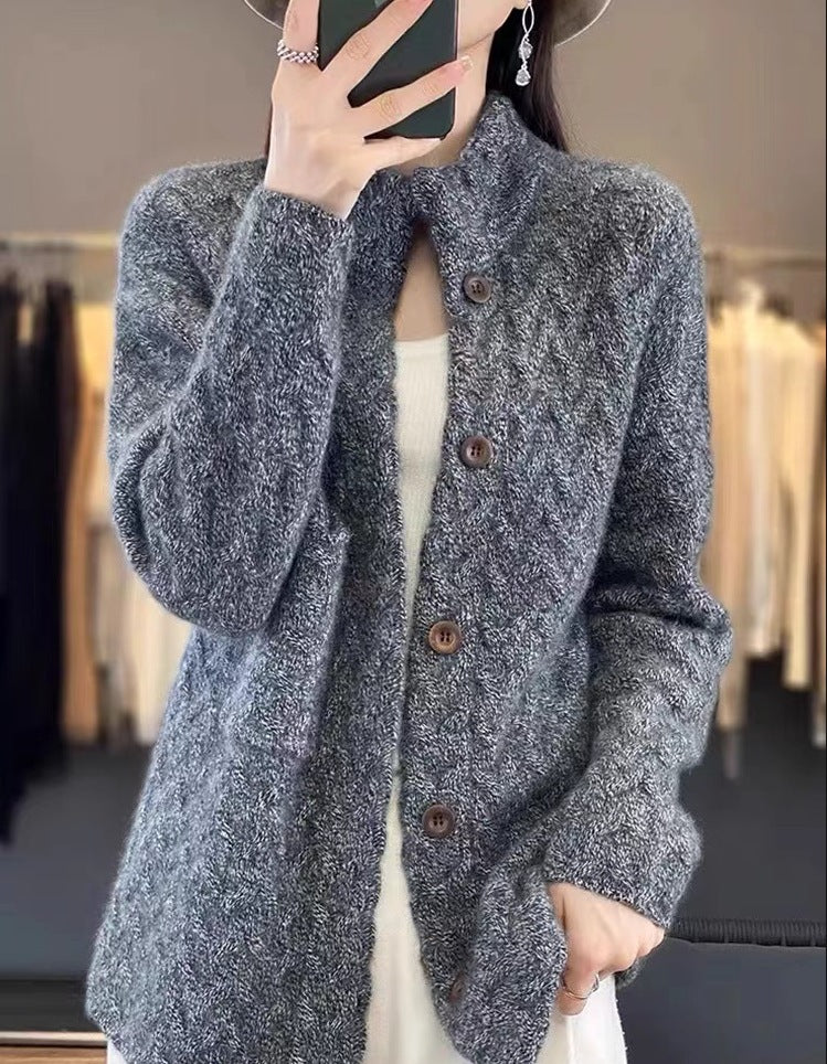 Solid Color Long Sleeve Sweater Coat (One Piece)