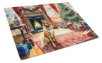 Finnish Spitz Cozy Christmas Glass Cutting Board