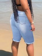 High-Waisted Distressed Denim Shorts for Women
