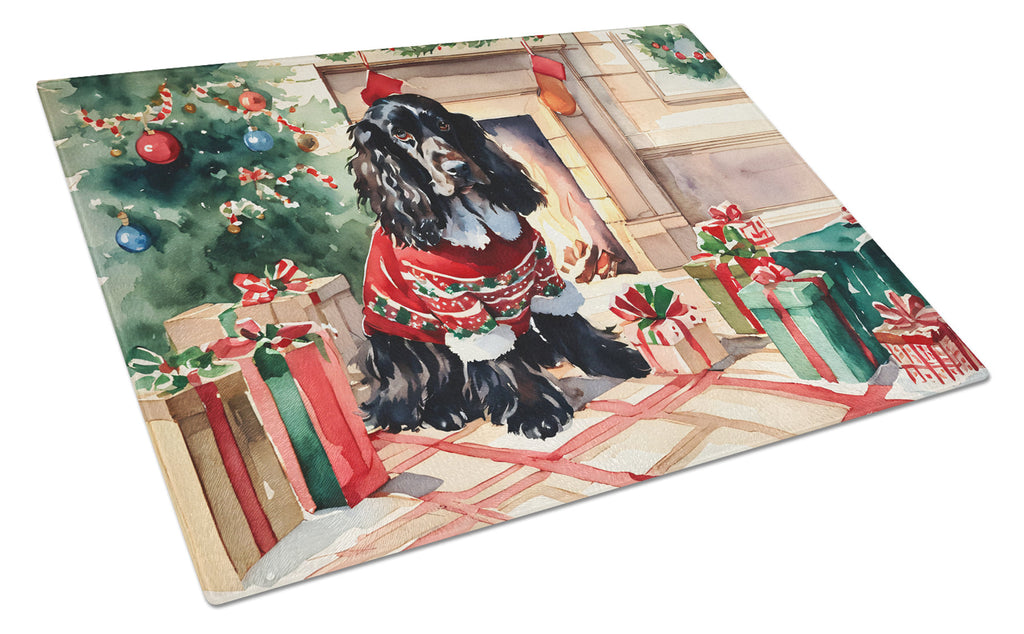 English Cocker Spaniel Cozy Christmas Glass Cutting Board
