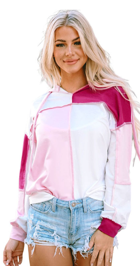 Women's Fashion Color Block Stitching Hoodie | Streetwear