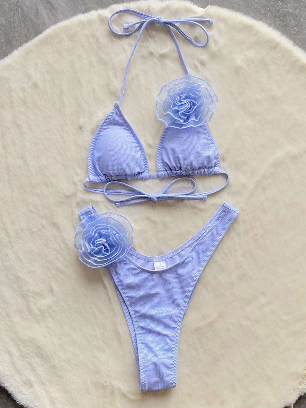 2023 Women's Striped Bikini with Floral Design