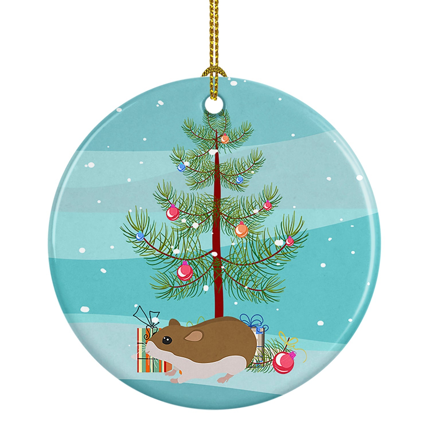 Chinese Hamster Merry Christmas Ceramic Ornament