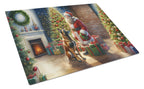 Belgian Malinois and Santa Claus Glass Cutting Board