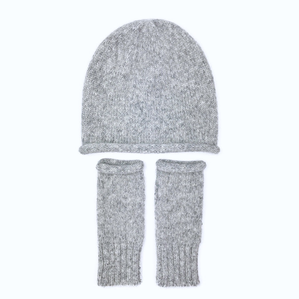 Gray Essential Knit Alpaca Beanie | Embroidered Cap