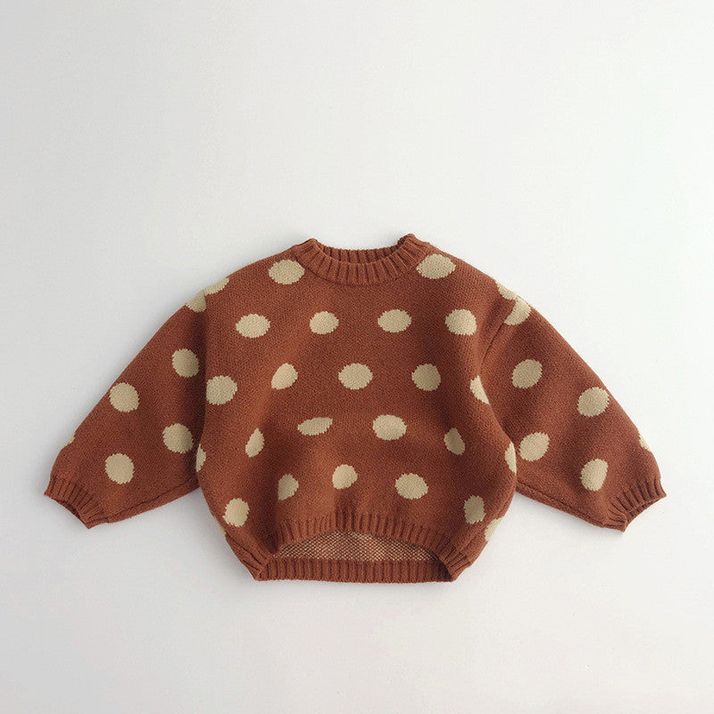 Vintage Polka Dot Printed Knitwear Pullover Fashion | Streetwear