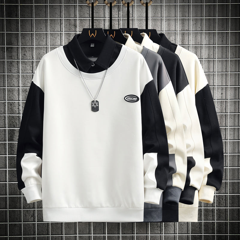 Men's Hooded Pullover with Collar - Casual Spring/Summer | Streetwear