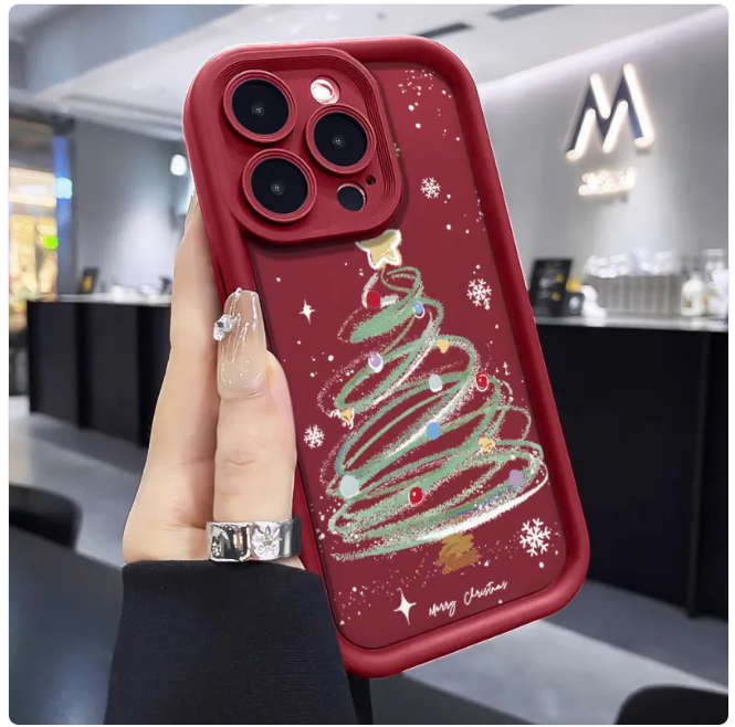 Festive Christmas Tree Silicone Phone Case | Protective Cover