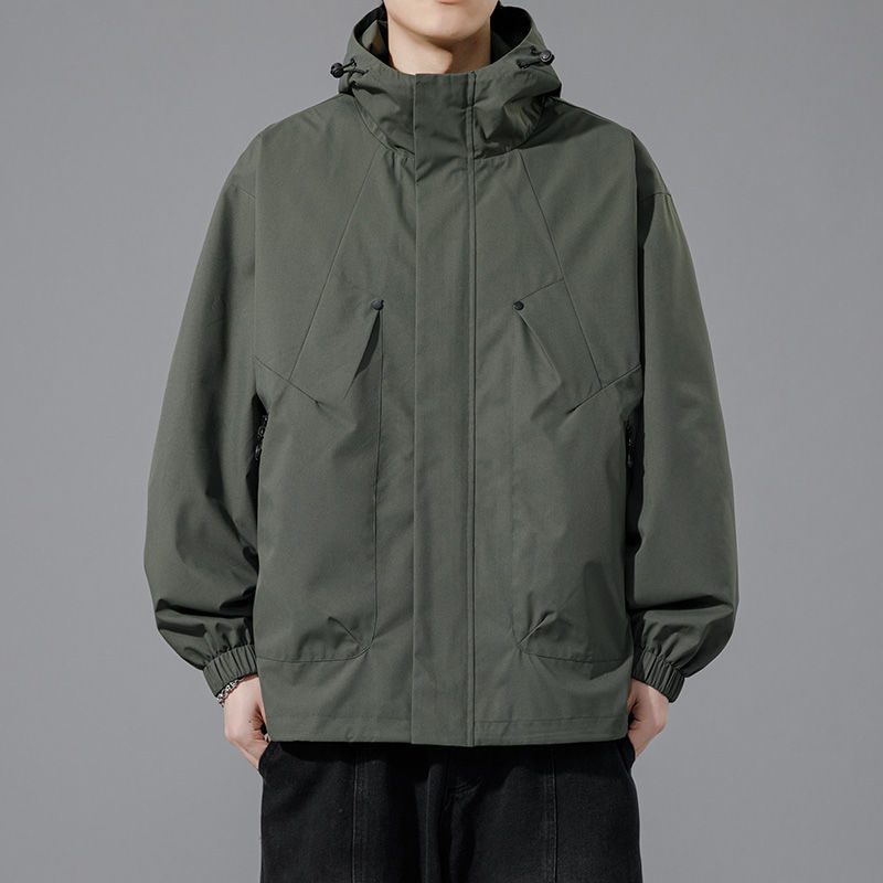 Men's Windproof Waterproof Hooded Jacket for Outdoors