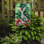 Cornish Rex Cat By the Christmas Tree Garden Flag