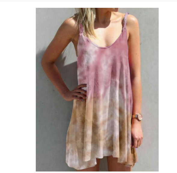 Tie-Dye Spaghetti Strap Flowy Beach Dress