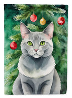Korat Cat By the Christmas Tree Garden Flag