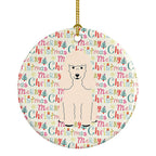Merry Christmas Poodle White Ceramic Ornament