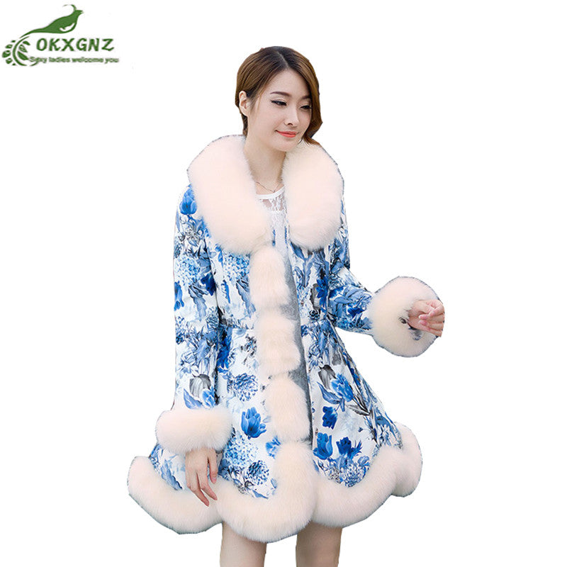 Chic Thicken Warm Women's Winter Jacket with Faux Fur