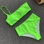 Chanshuang 2019 High-Waisted One-Shoulder Bikini Set