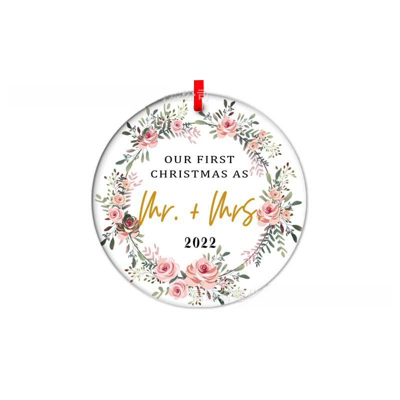 Double-Sided Printed Ceramic Christmas Bauble Ornament