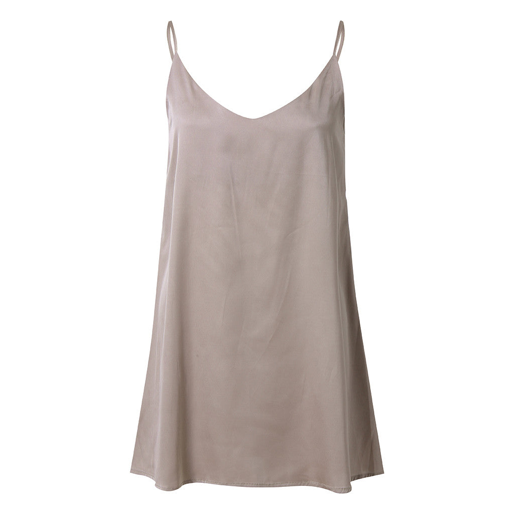 Silk Sheath Dress with Spaghetti Straps (4 Colors)