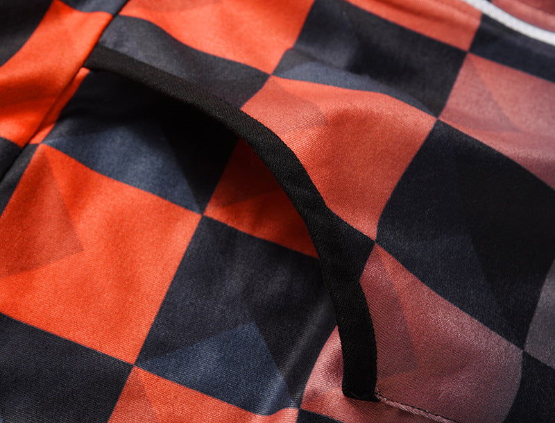 Long Sleeve Bodysuit with Black and Red Check Print