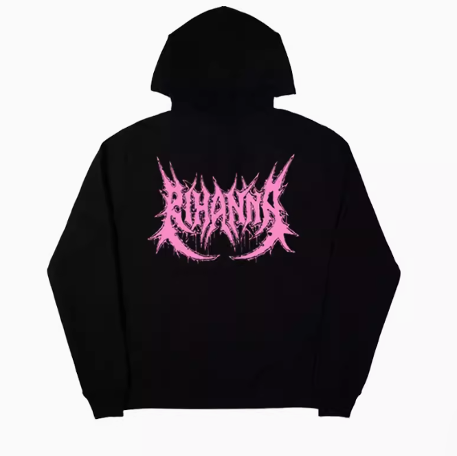 Cartoon Gothic Thorns Fleece Long Sleeve Hoodie T-Shirt | Streetwear