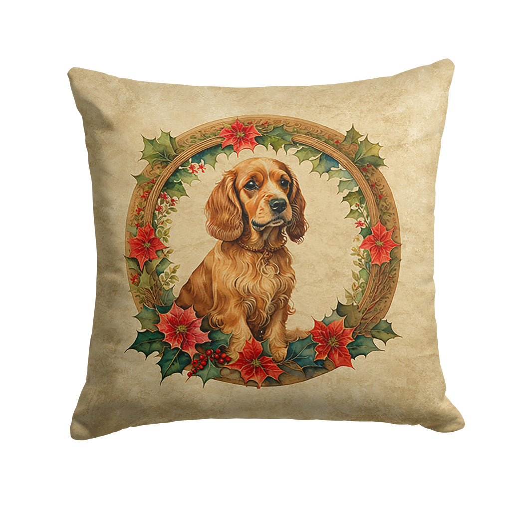 Cocker Spaniel Christmas Flowers Throw Pillow
