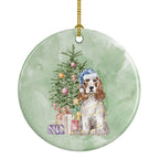 Cocker Spaniel English Red White Christmas Presents and Tree Ceramic Ornament