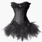 White Burlesque Lace Up Corset Bustier with TUTU Skirt