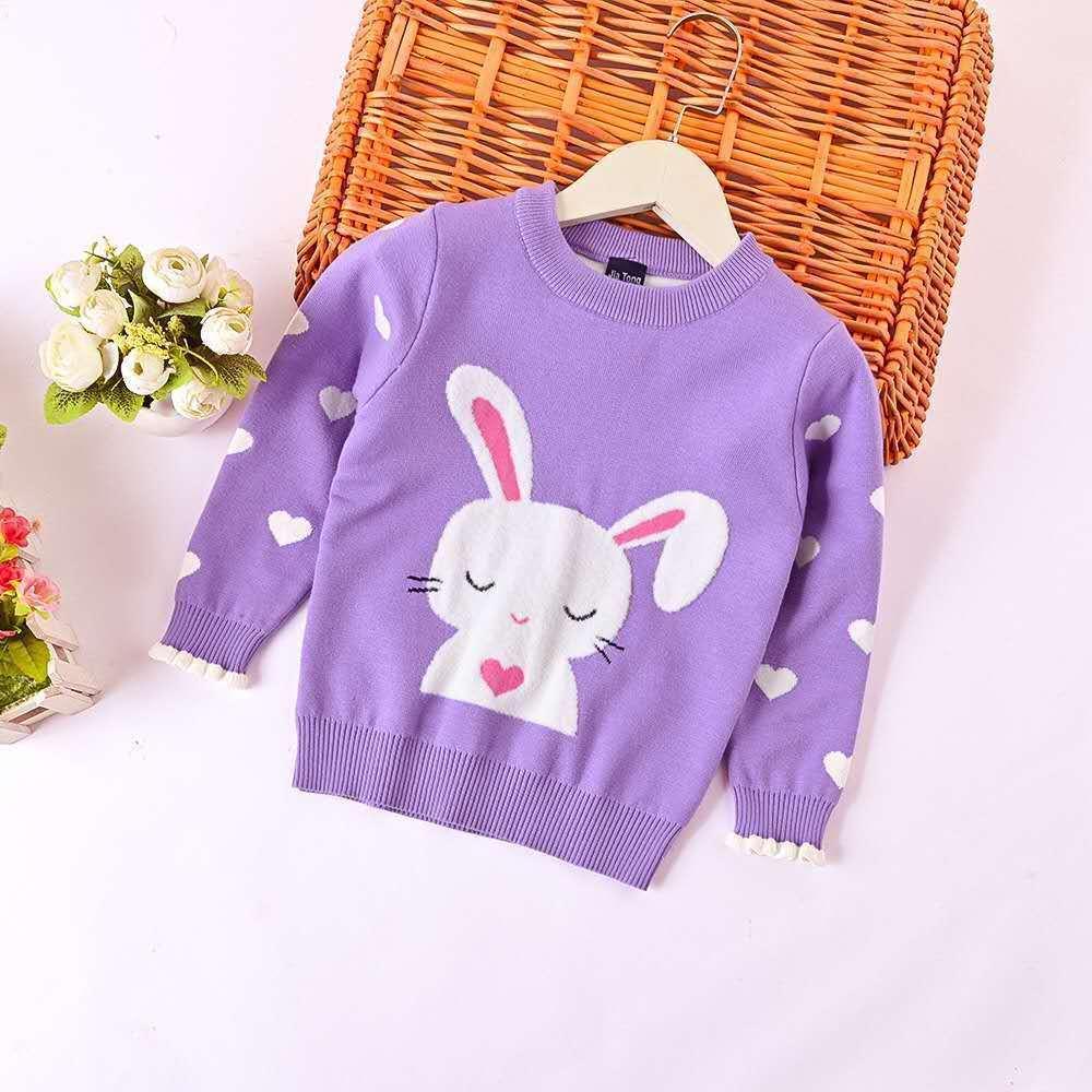 Knit Sweater with Love Rabbit Design Double Coat