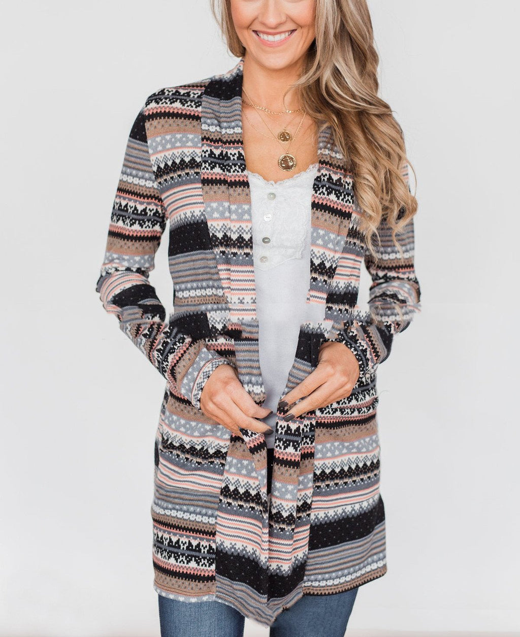 Women's Graphic Printed Long Sleeve Cardigan Coat