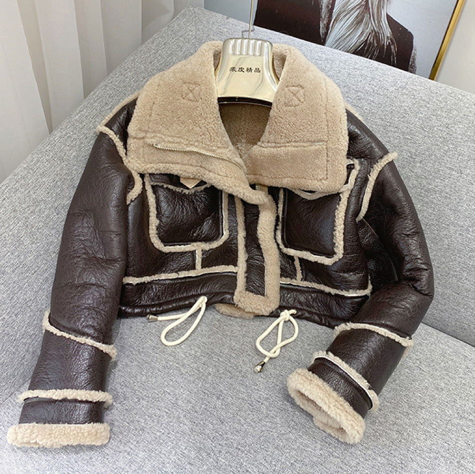 Thick Fur Coat for Girls with Stand Collar