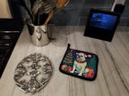 White Boxer Christmas Pair of Pot Holders