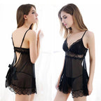 Lace and Mesh Women's Lingerie and Sleepwear Set