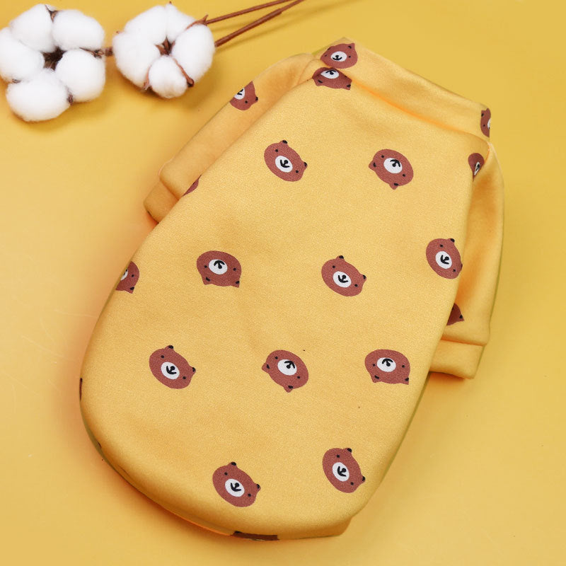 Cartoon Print Velvet Two-Legged Pet Sweater