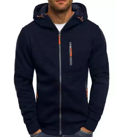 Men's Fleece Color Hoodie Zip Front Hooded Sweatshirt | Streetwear