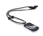 Men's Dog Tag Necklace with Angel Wing Pendant