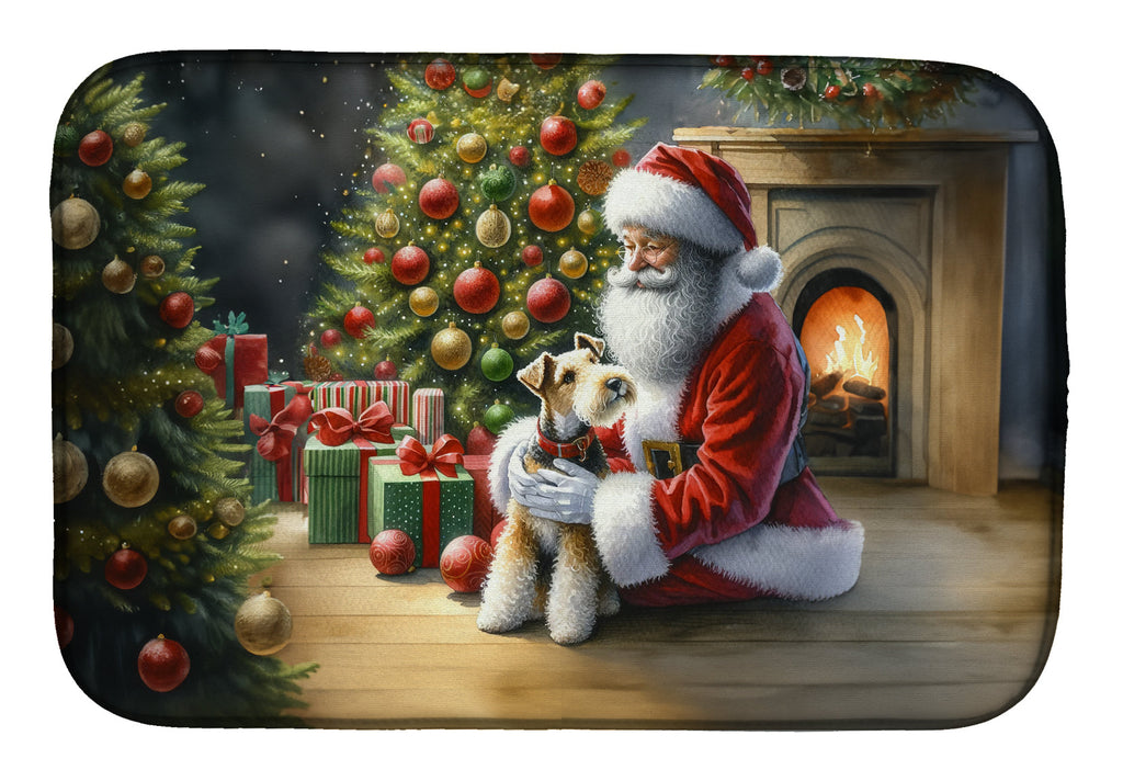 Fox Terrier and Santa Claus Dish Drying Mat