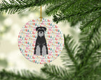 Merry Christmas Standard Schnauzer Black Grey Ceramic Ornament