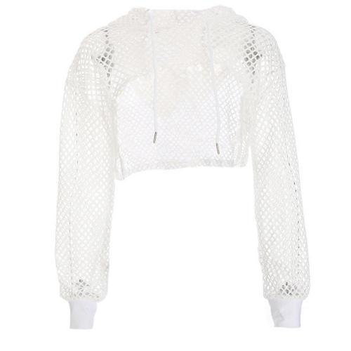 Casual Oversize Fishnet Crop Hoodie Tank Top for Women | Streetwear
