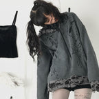 Original Dark Cat Ear Distressed Hoodie for Women