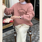 Women's Loose Letter Printed Fleece Sweater
