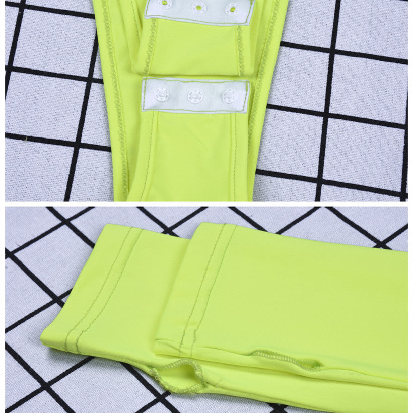 Neon Green High Neck Long Sleeve Women's Bodysuit