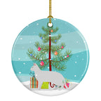 Russian White Black Cat Christmas Ceramic Ornament