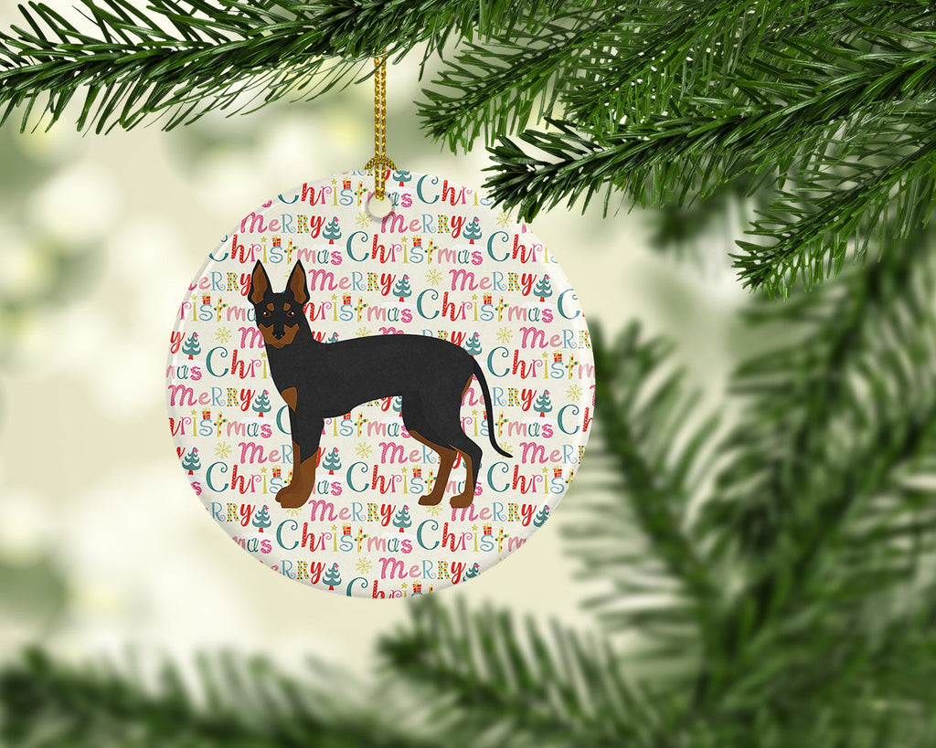 English Toy Terrier #2 Merry Christmas Ceramic Ornament